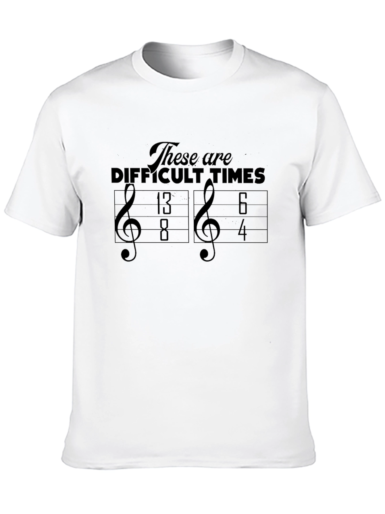 Difficult Times Music Pun Black Graphic T-Shirt