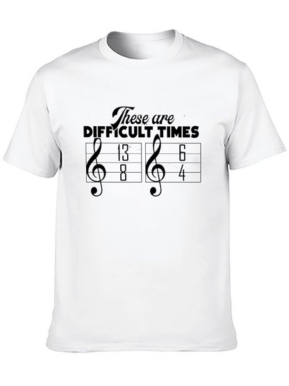 Difficult Times Music Pun Black Graphic T-Shirt