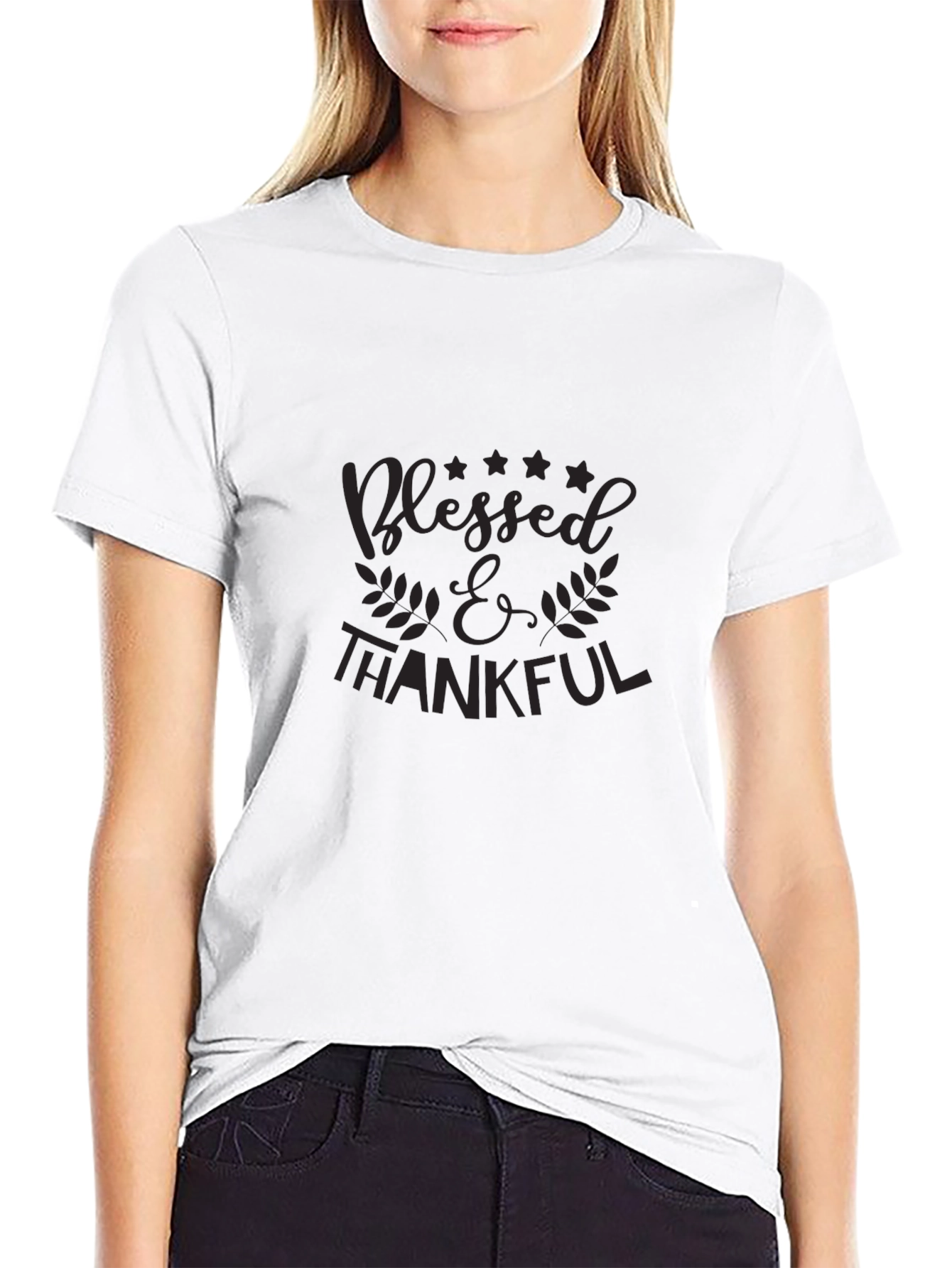 Blessed & Thankful Black Graphic Tee