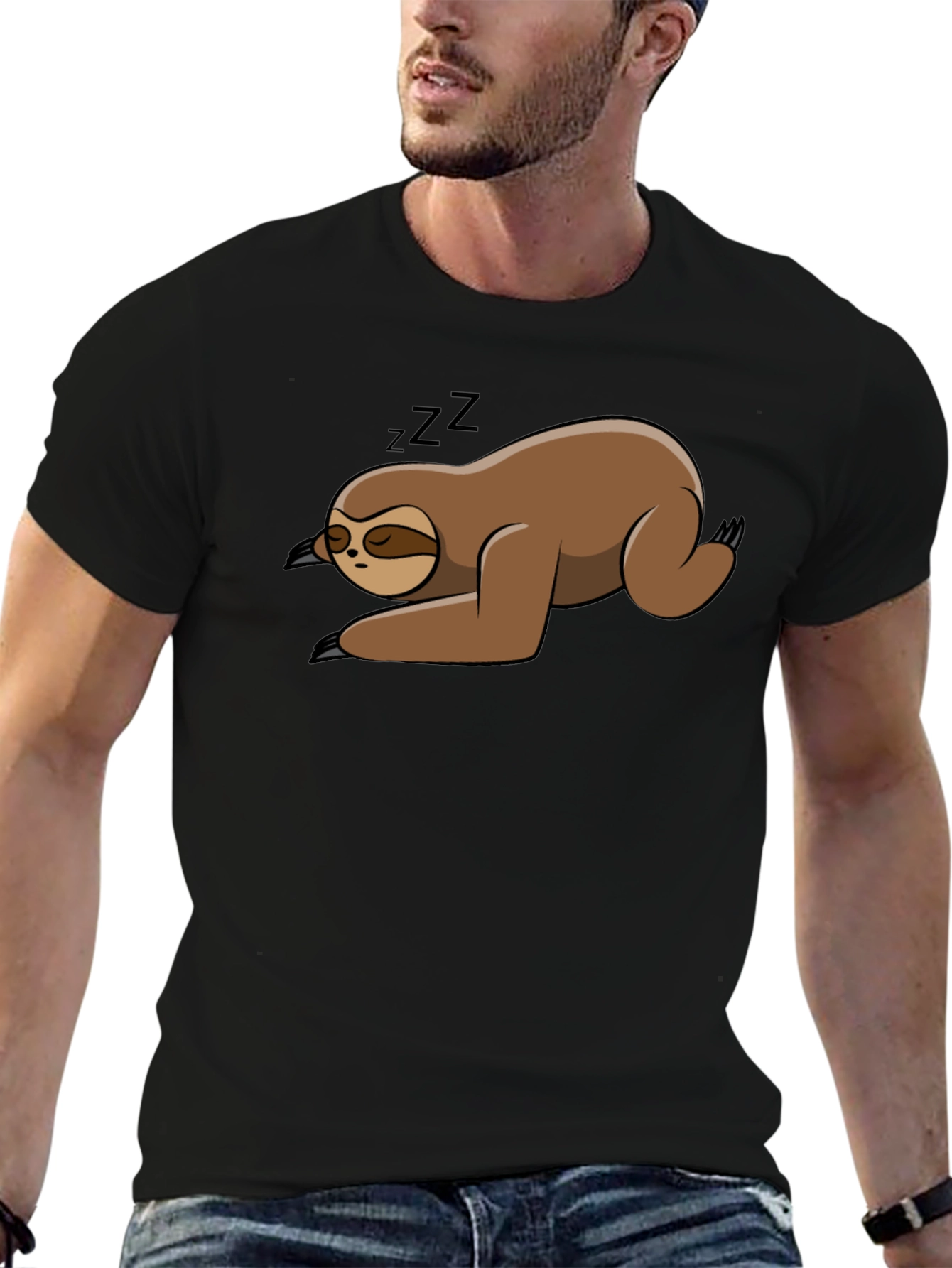 Sleeping Sloth Black T-Shirt