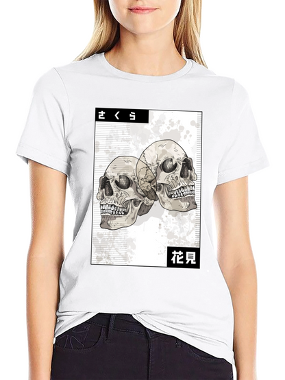 Skull Graphic Tee - Japanese Art Style Black T-Shirt