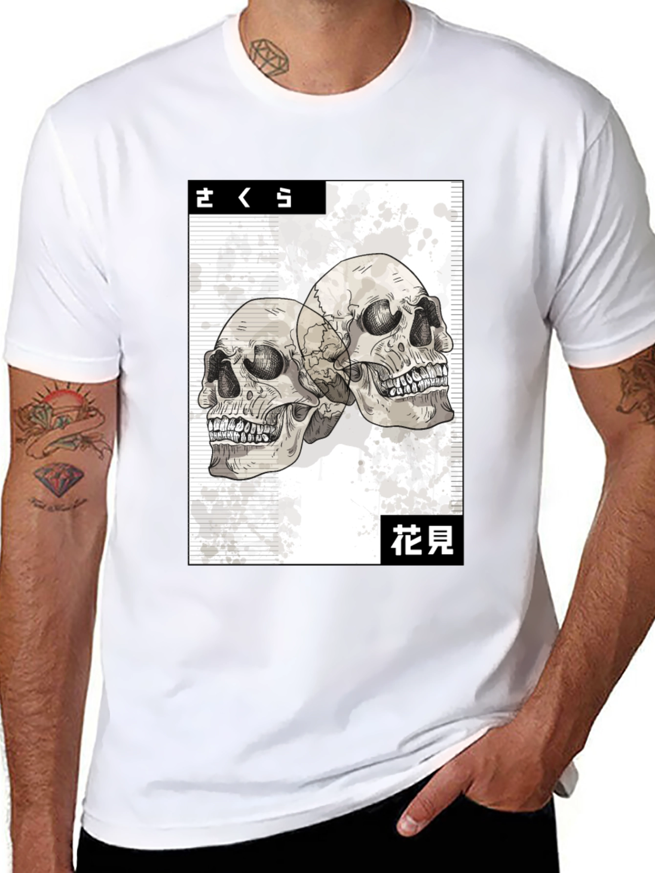 Skull Graphic Tee - Japanese Art Style Black T-Shirt
