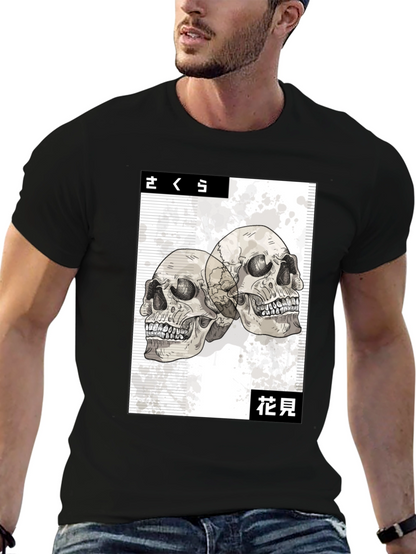Skull Graphic Tee - Japanese Art Style Black T-Shirt
