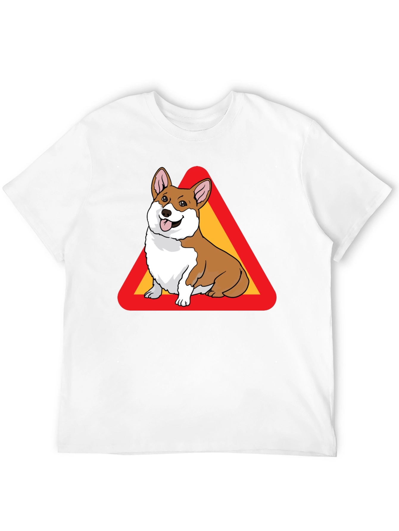 Corgi Warning Sign Black T-Shirt
