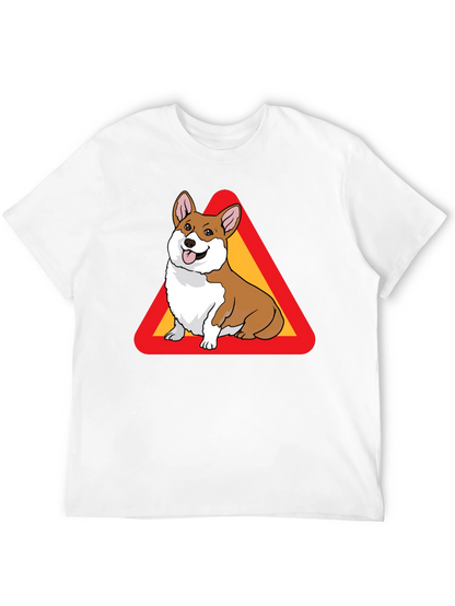 Corgi Warning Sign Black T-Shirt