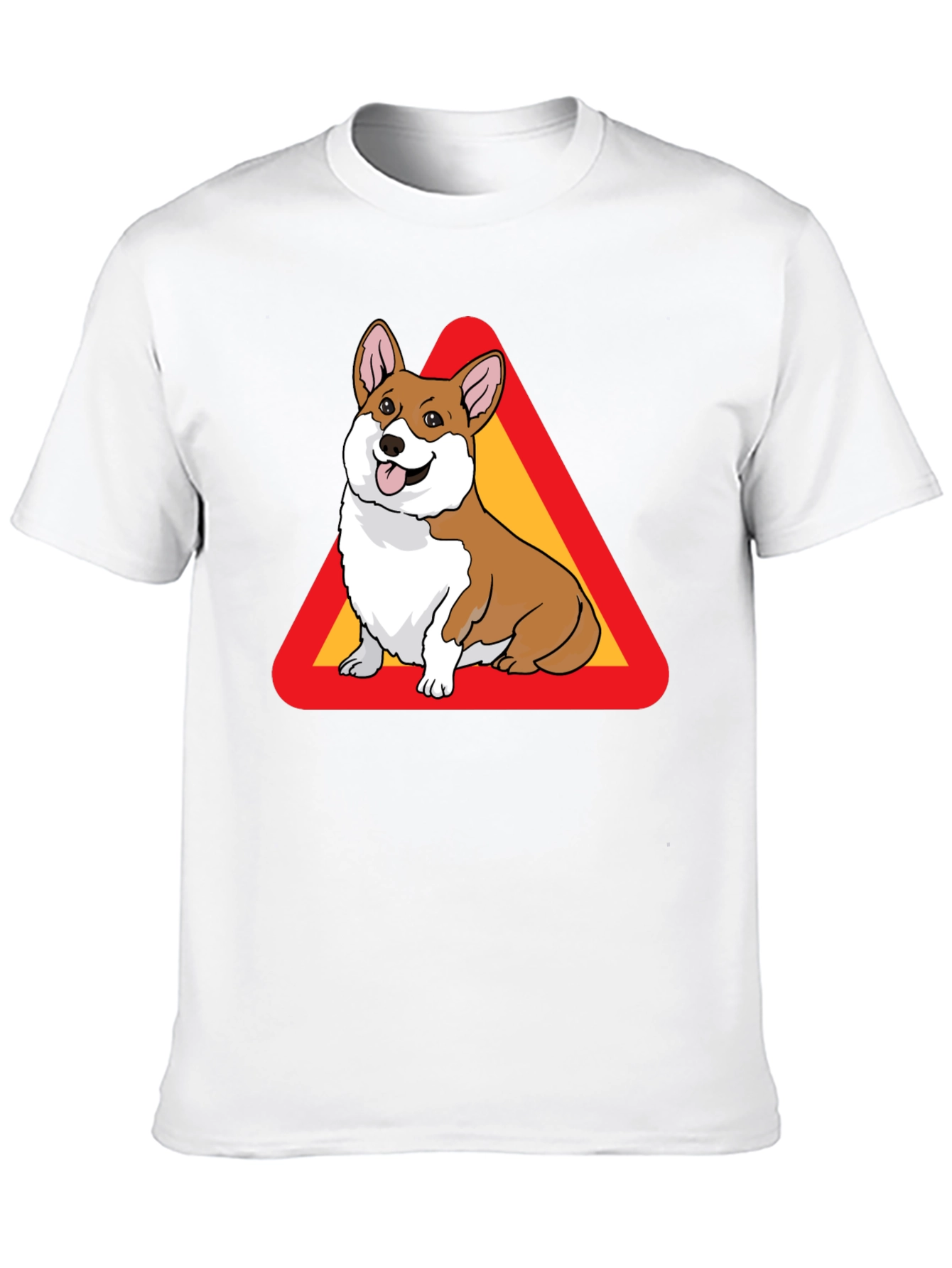 Corgi Warning Sign Black T-Shirt