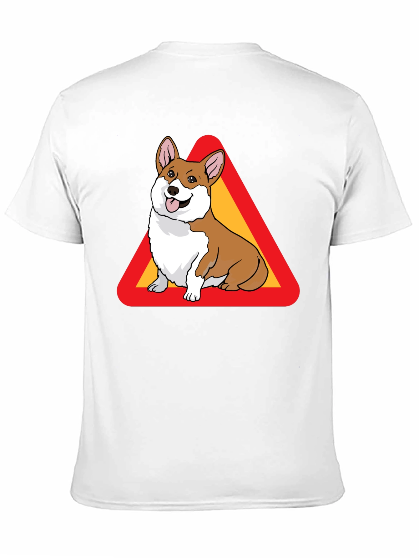 Corgi Warning Sign Black T-Shirt