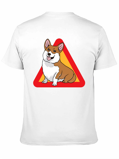 Corgi Warning Sign Black T-Shirt
