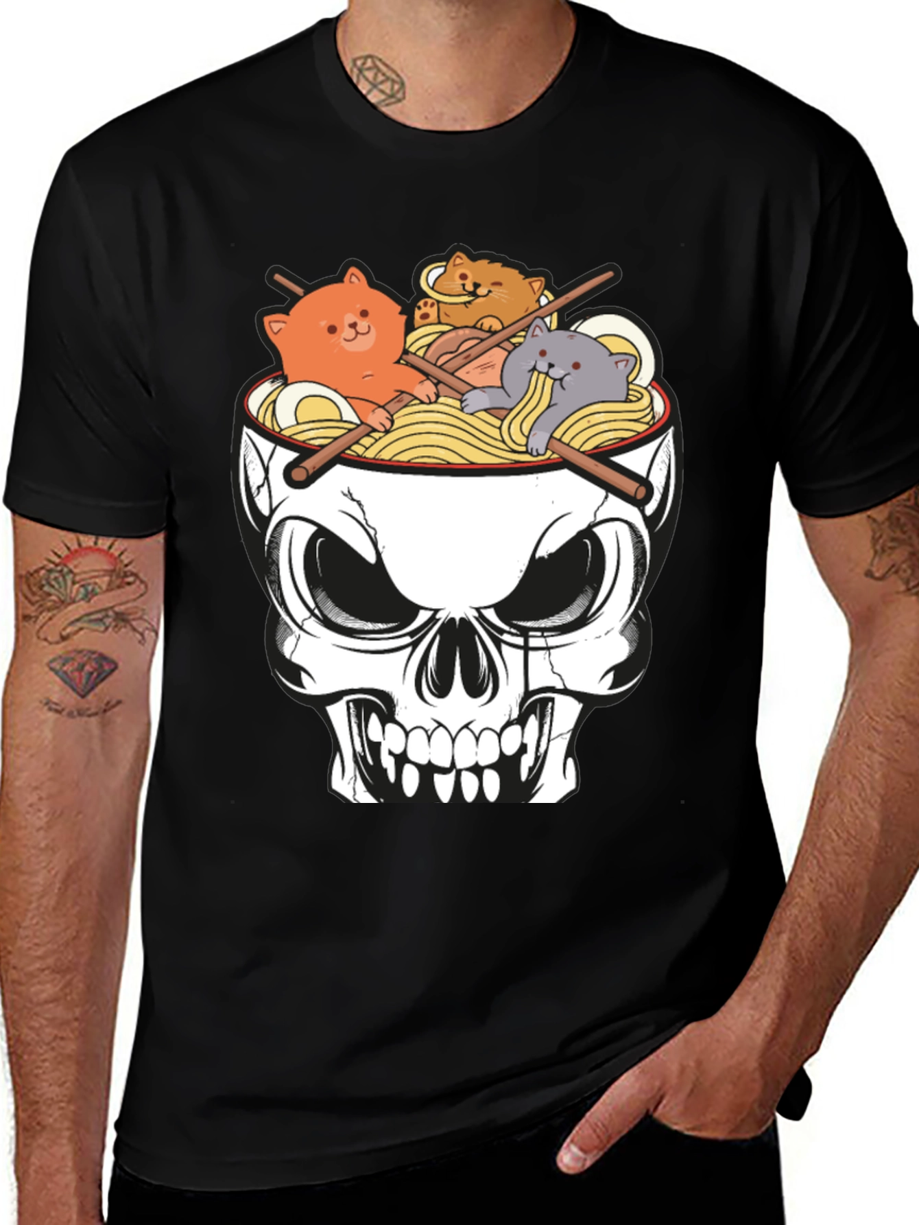 Skull Ramen Cat T-Shirt