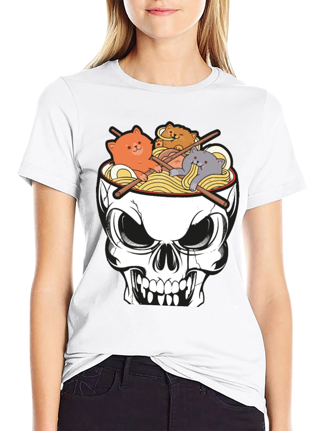 Skull Ramen Cat T-Shirt