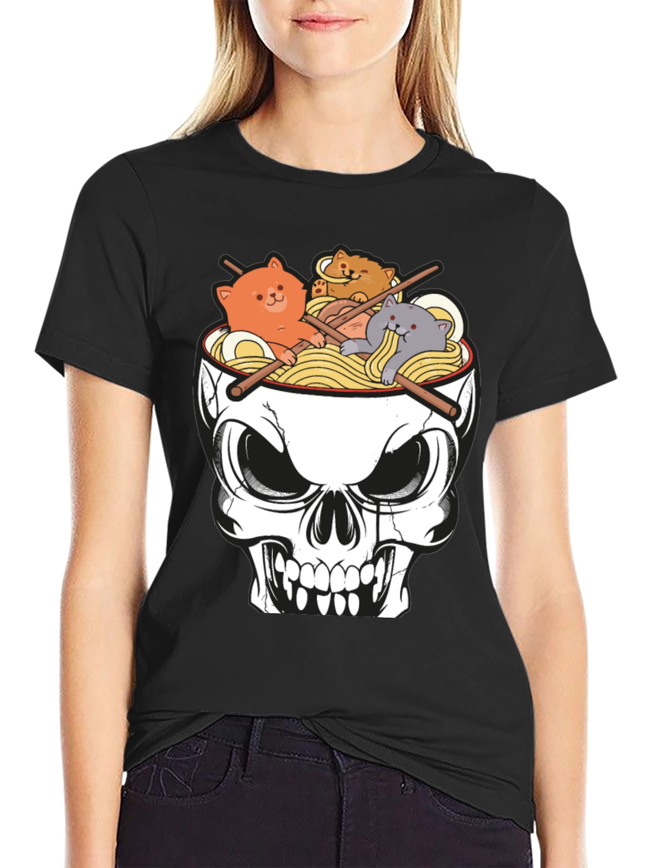 Skull Ramen Cat T-Shirt