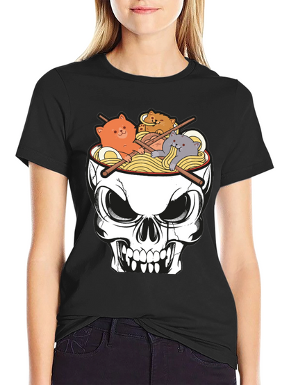 Skull Ramen Cat T-Shirt