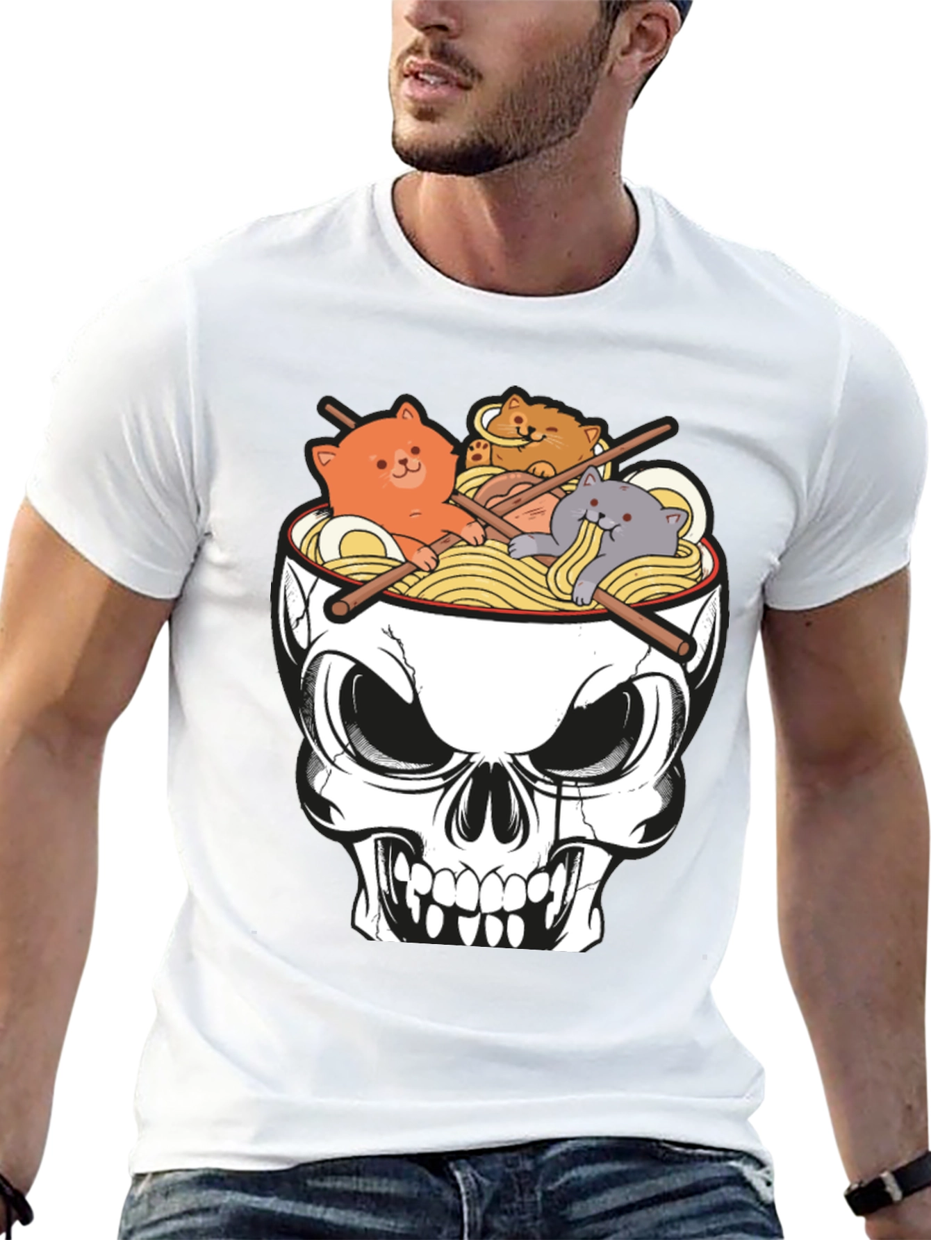 Skull Ramen Cat T-Shirt