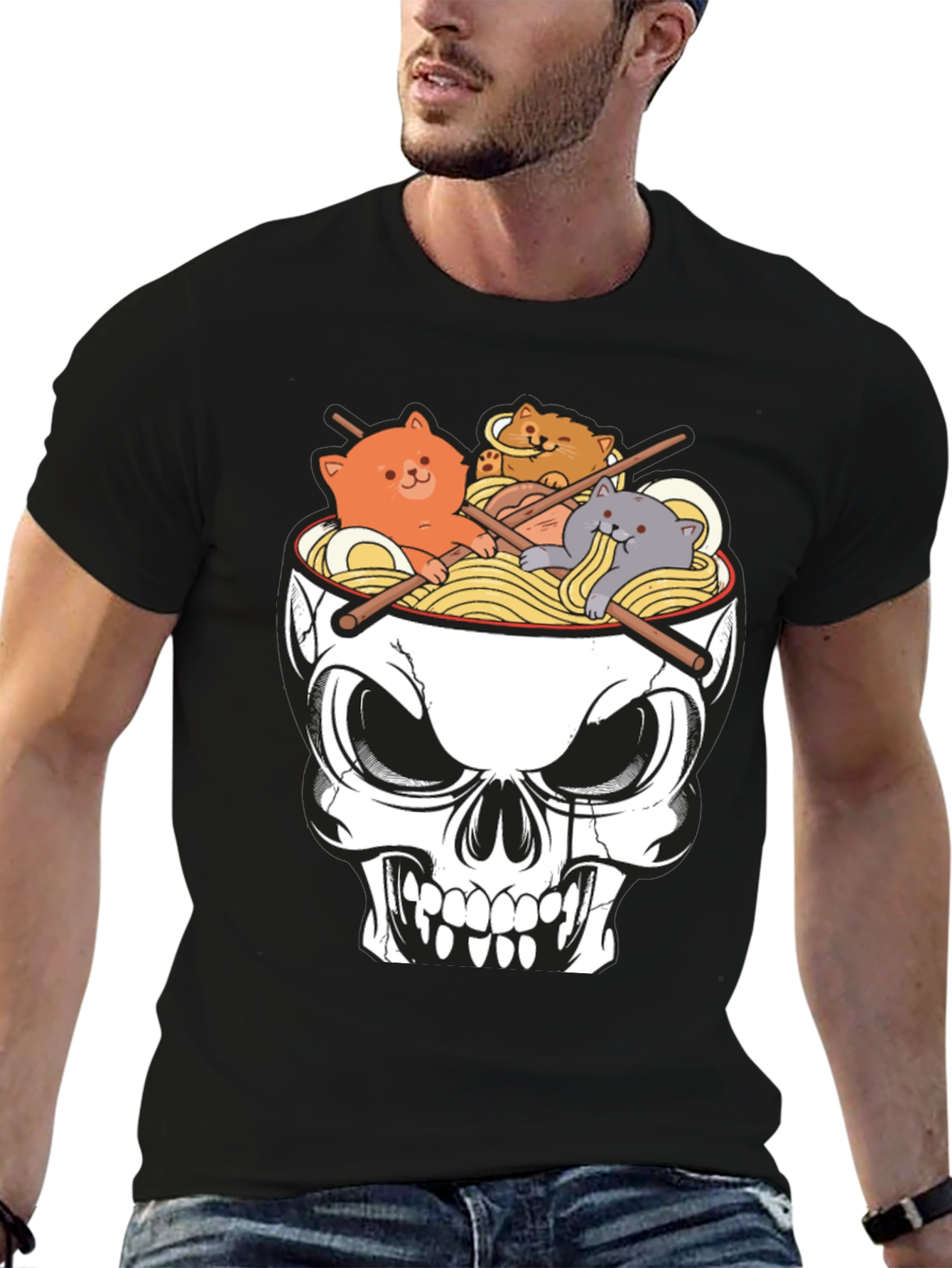 Skull Ramen Cat T-Shirt