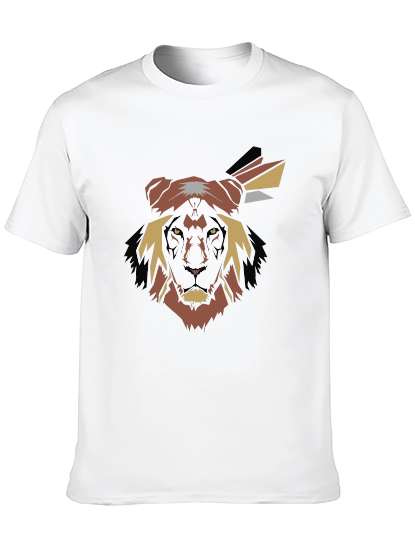 Abstract Lion Head Graphic Tee - Black
