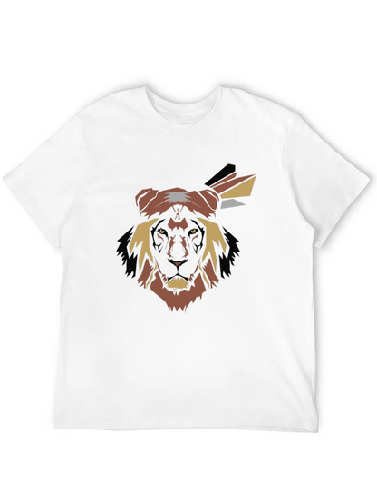 Abstract Lion Head Graphic Tee - Black