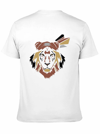 Abstract Lion Head Graphic Tee - Black