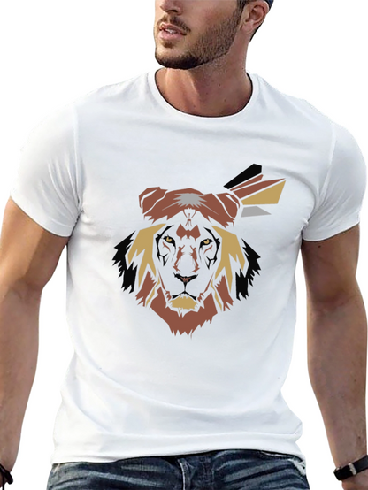 Abstract Lion Head Graphic Tee - Black