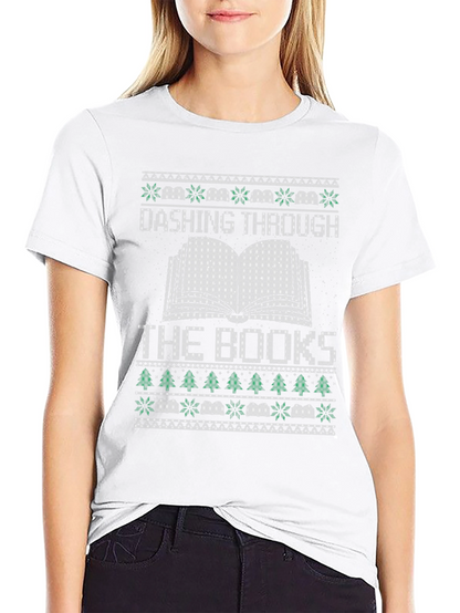 Dashing Through the Books Christmas T-Shirt