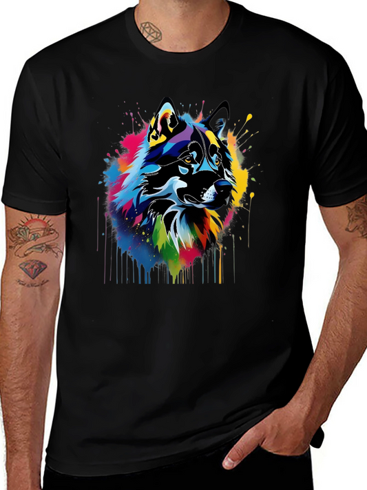 Abstract Wolf Art Black T-Shirt