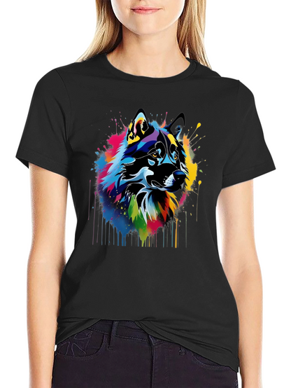Abstract Wolf Art Black T-Shirt