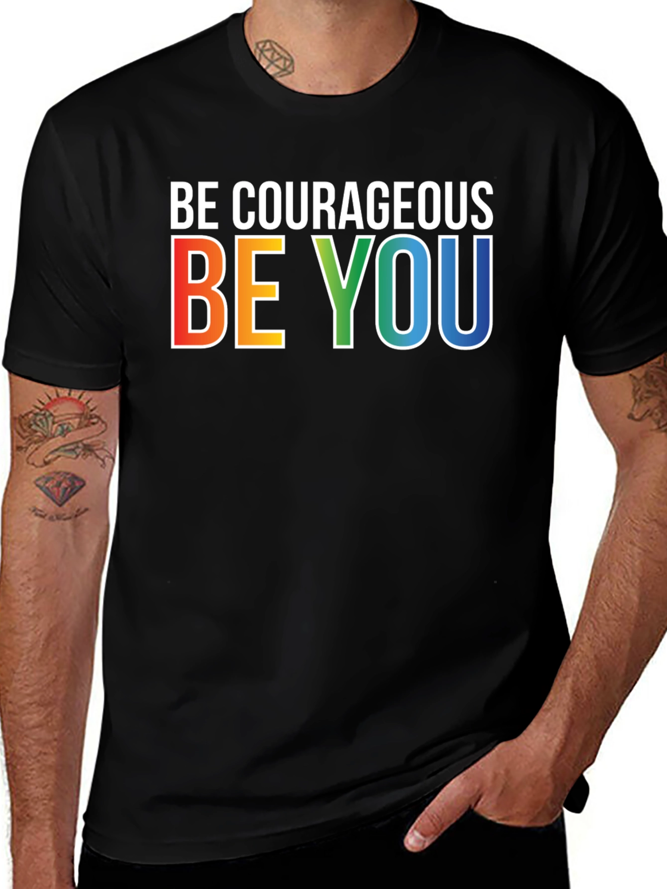 Be Courageous Be You Rainbow Graphic T-Shirt