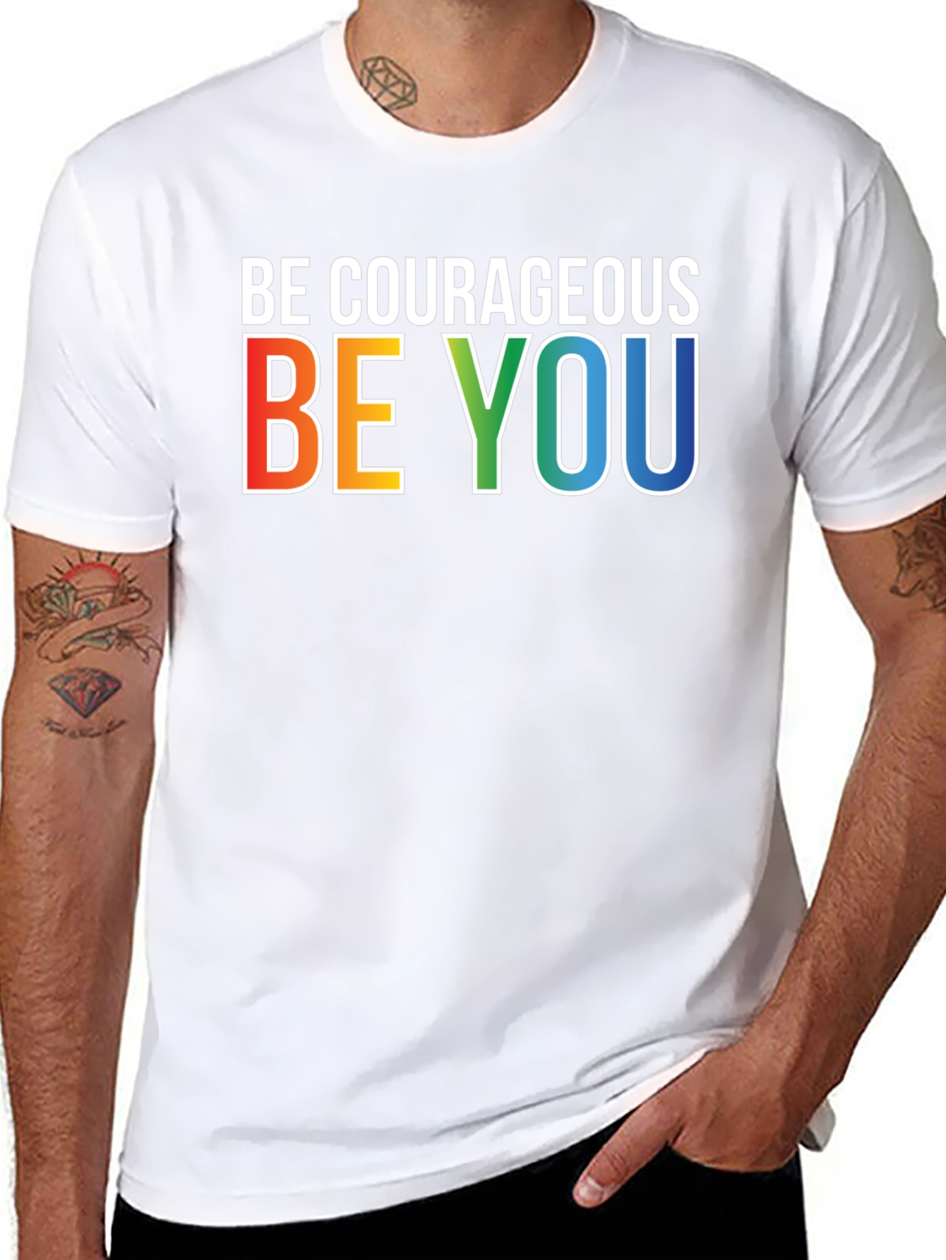 Be Courageous Be You Rainbow Graphic T-Shirt