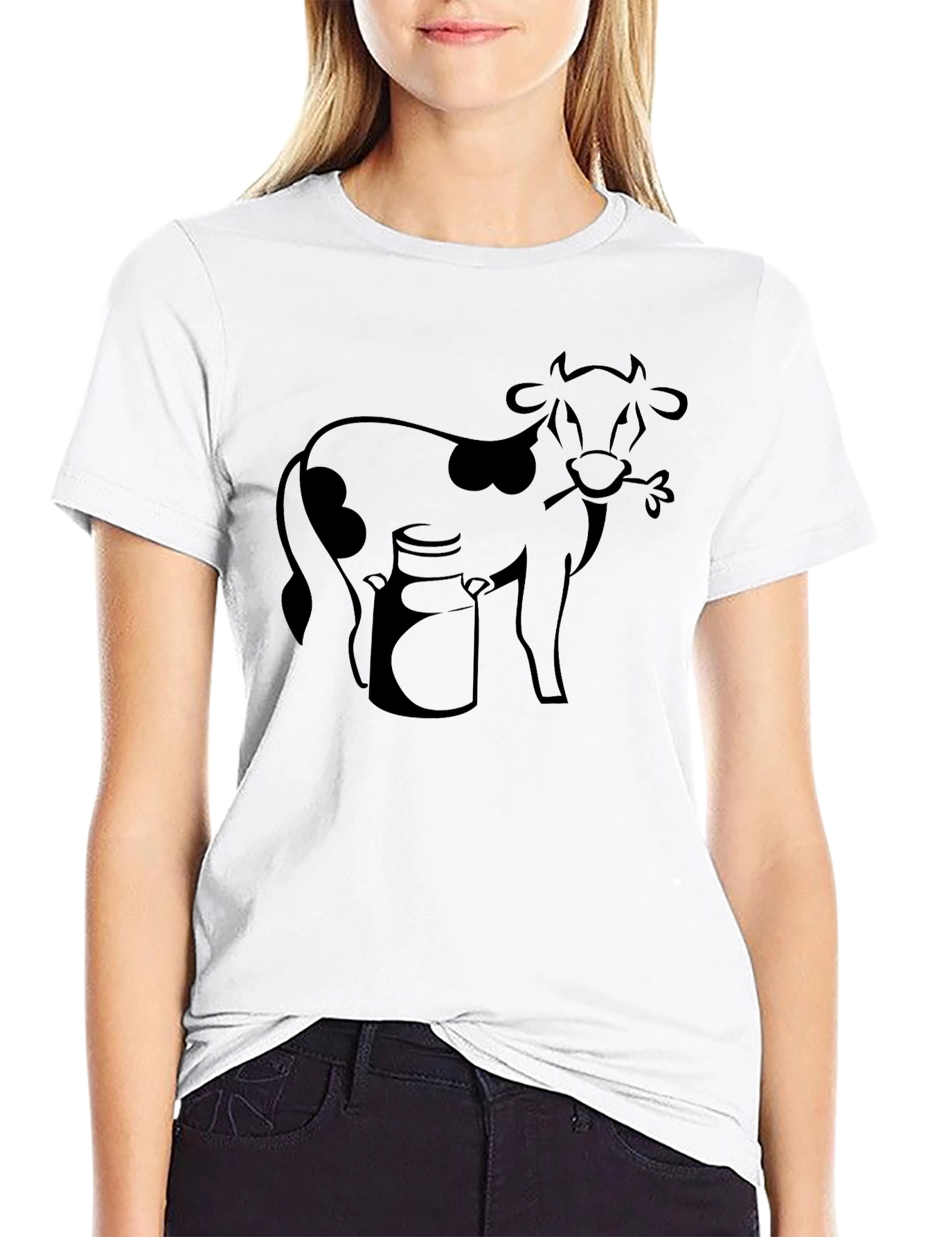 Funny Cow Graphic Tee - Black Cotton T-Shirt