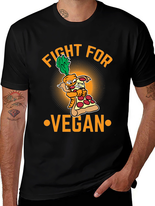 Fight For Vegan T-Shirt - Carrot Pizza Cartoon
