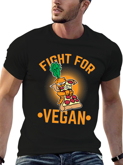 Fight For Vegan T-Shirt - Carrot Pizza Cartoon