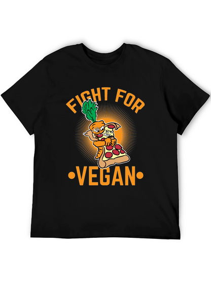 Fight For Vegan T-Shirt - Carrot Pizza Cartoon