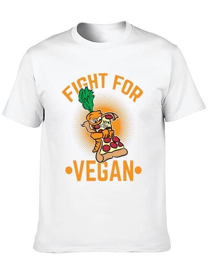 Fight For Vegan T-Shirt - Carrot Pizza Cartoon