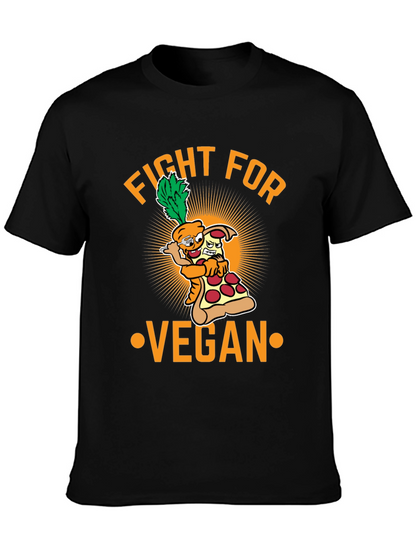 Fight For Vegan T-Shirt - Carrot Pizza Cartoon