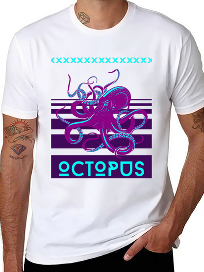 Retro Octopus Graphic T-Shirt - Bold Kraken Design