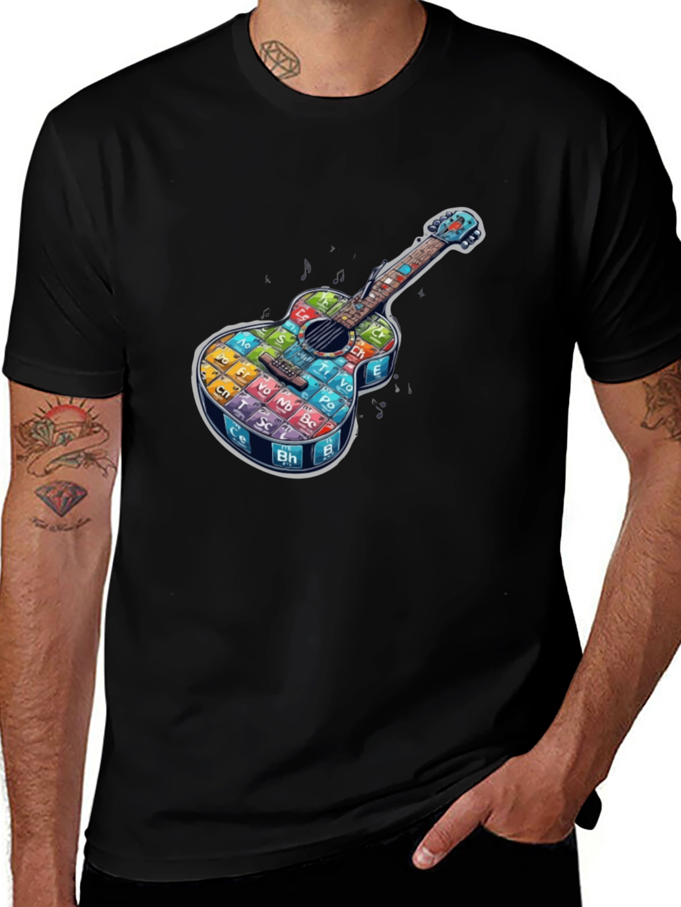 Periodic Table Guitar Black T-Shirt
