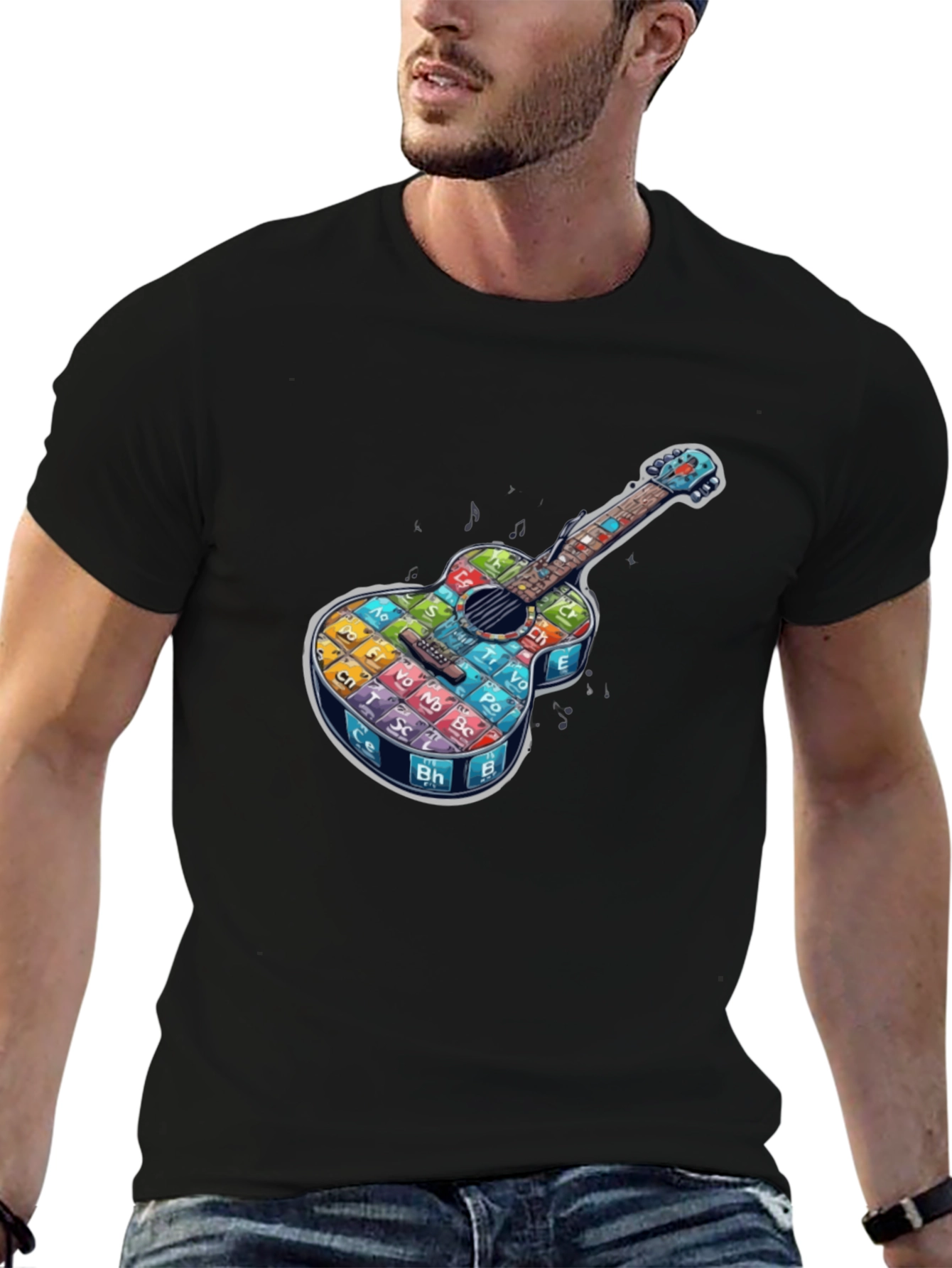 Periodic Table Guitar Black T-Shirt