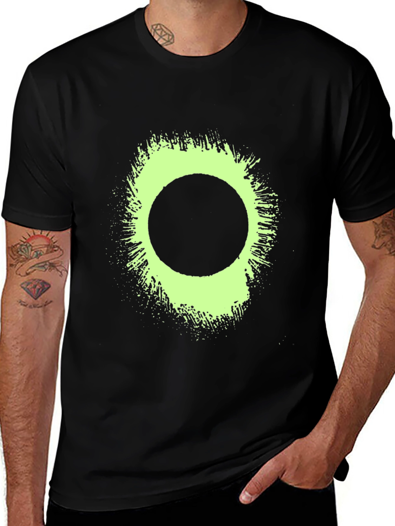 Eclipse Tee: Graphic Print Black T-Shirt