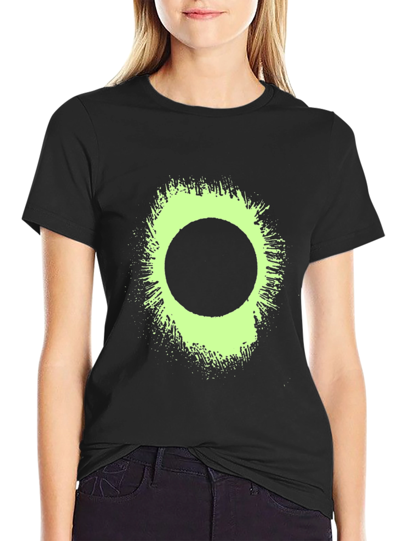 Eclipse Tee: Graphic Print Black T-Shirt