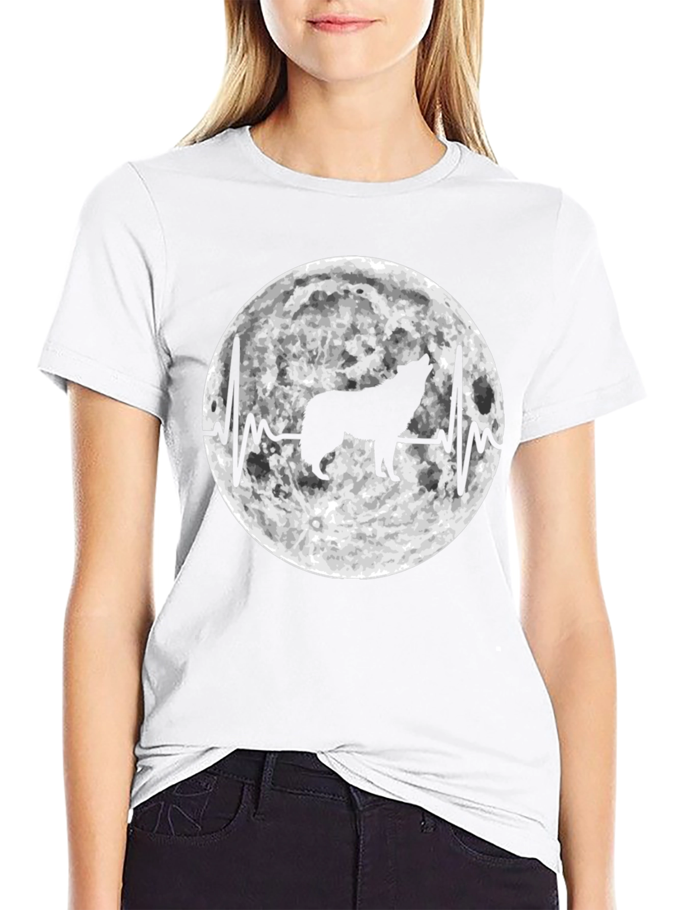 Wolf Moon Heartbeat Graphic T-Shirt