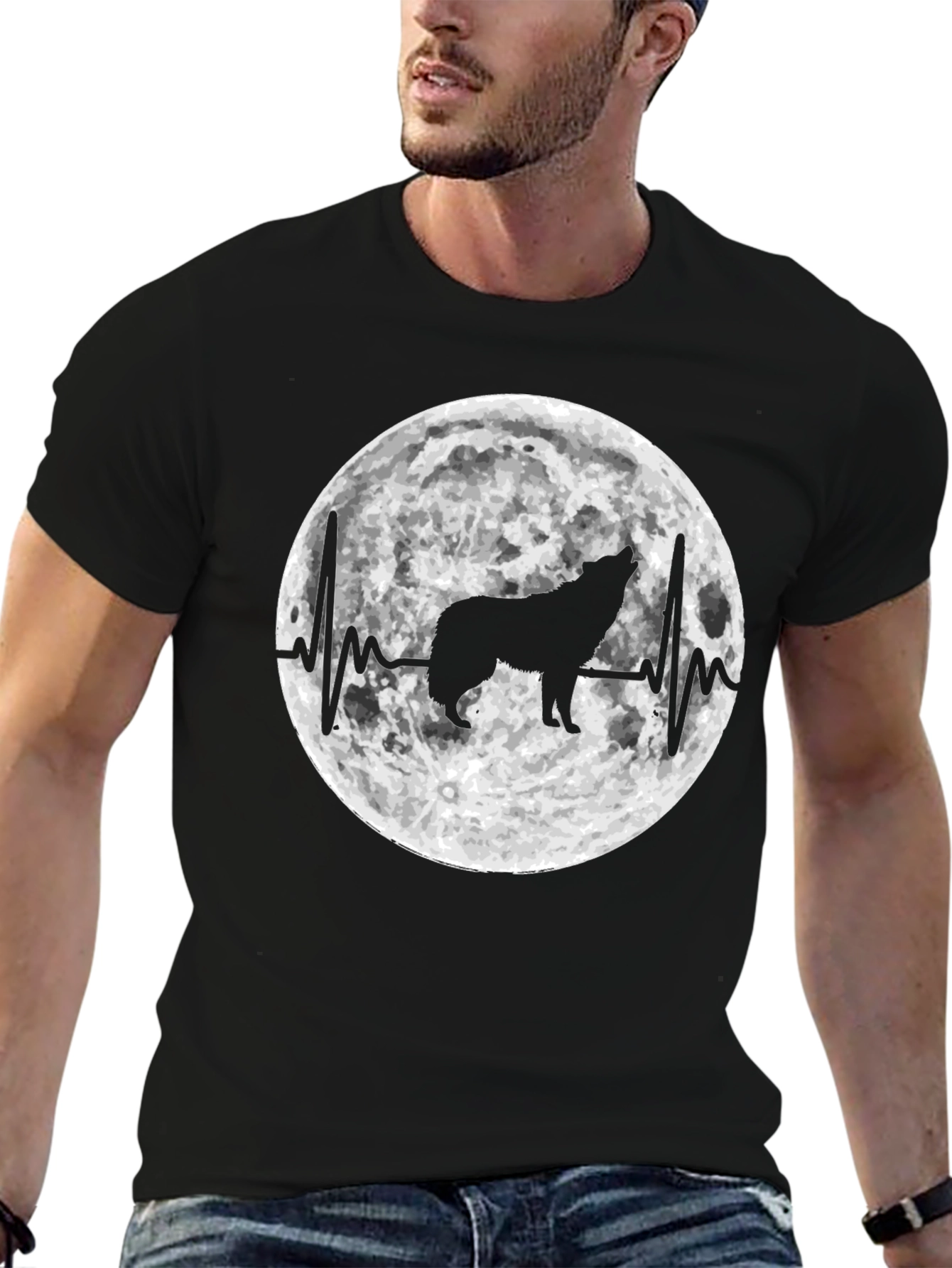Wolf Moon Heartbeat Graphic T-Shirt