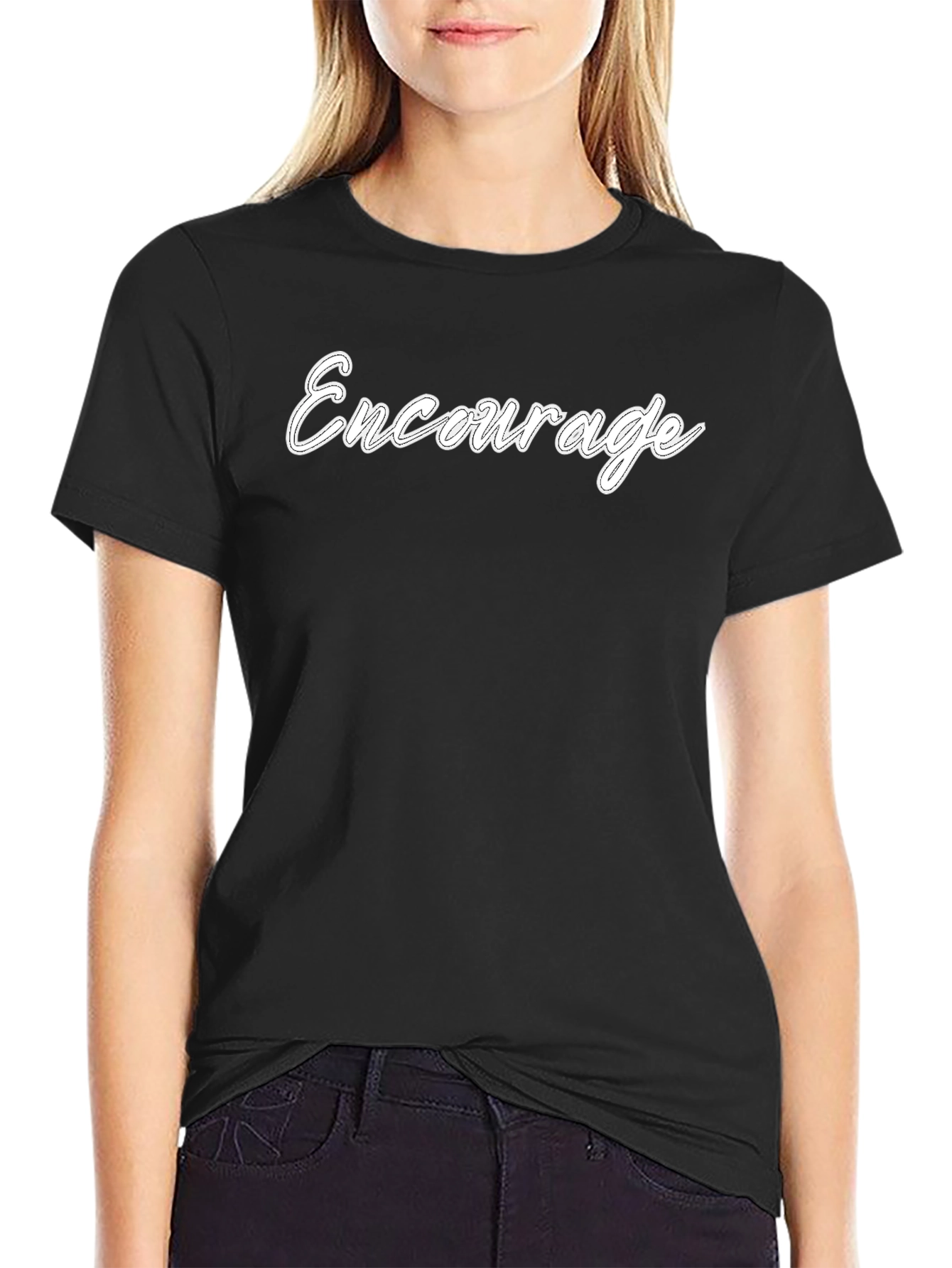 Encourage Black Cotton Graphic Tee
