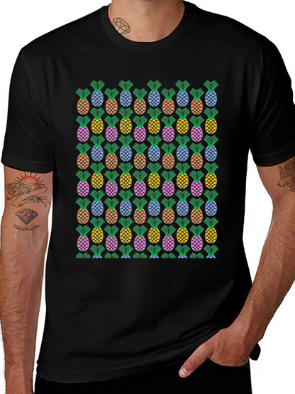 Pineapple Print Crew Neck T-Shirt
