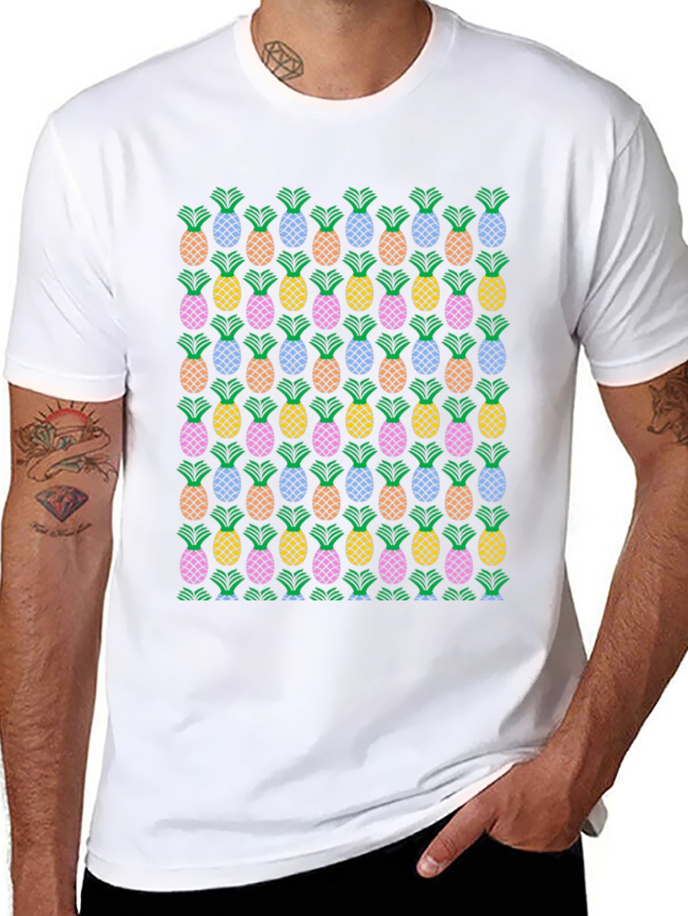 Pineapple Print Crew Neck T-Shirt