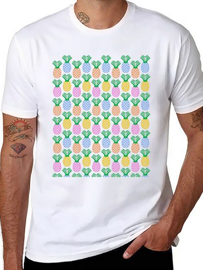 Pineapple Print Crew Neck T-Shirt