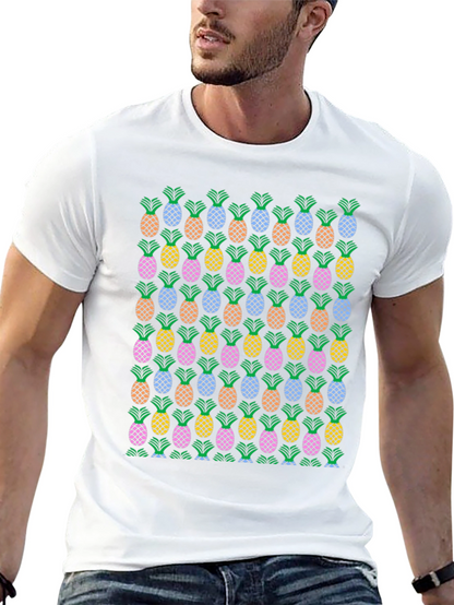 Pineapple Print Crew Neck T-Shirt
