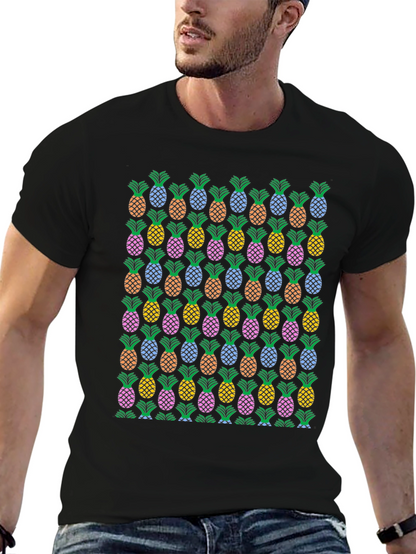 Pineapple Print Crew Neck T-Shirt