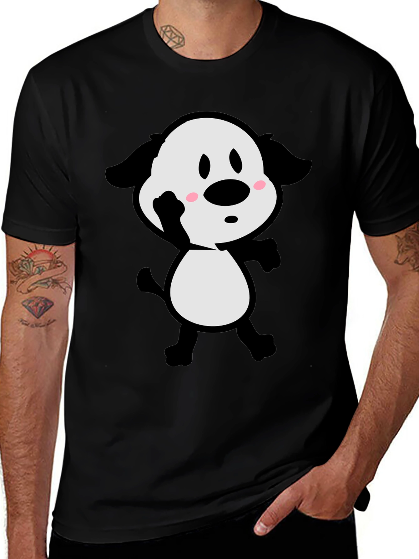 Cartoon Dog Black T-Shirt