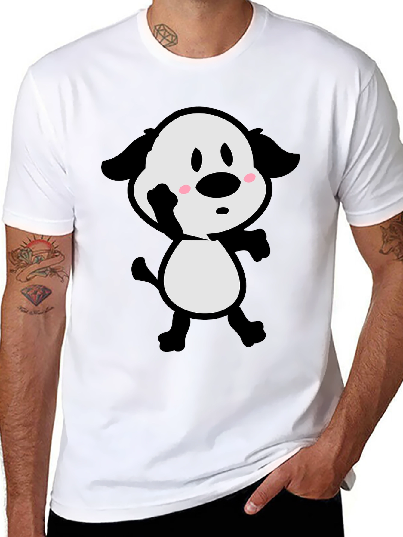 Cartoon Dog Black T-Shirt
