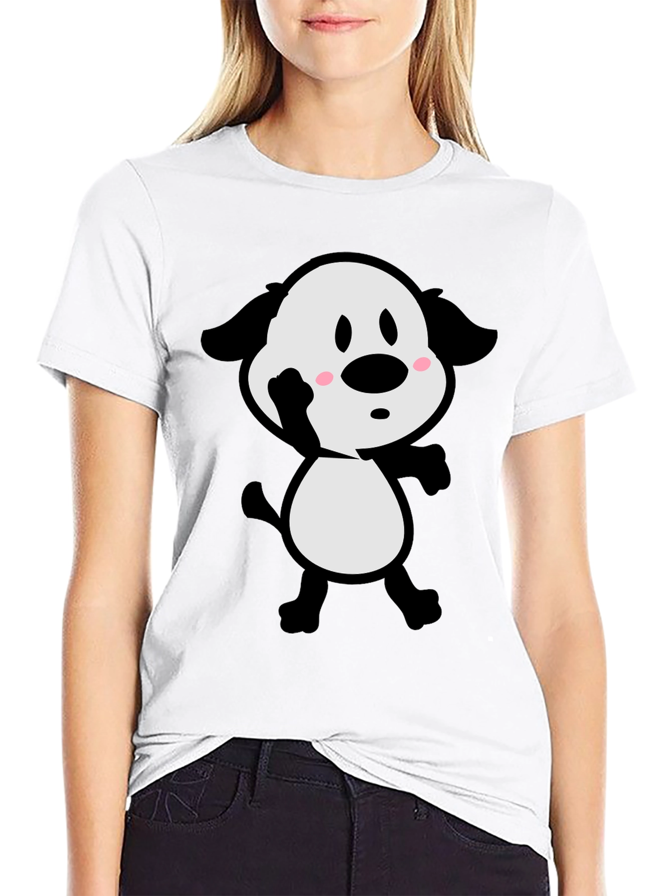 Cartoon Dog Black T-Shirt