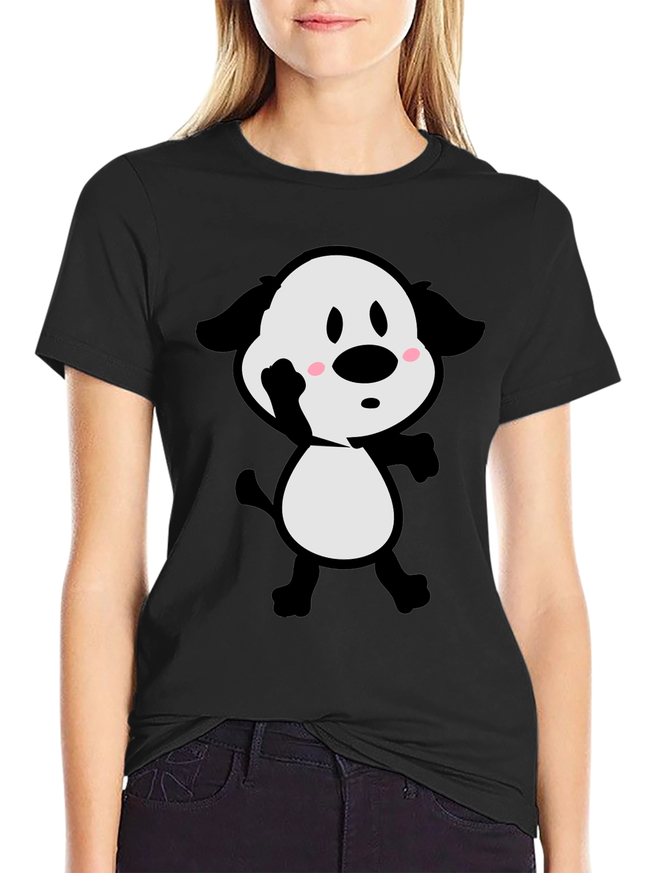 Cartoon Dog Black T-Shirt